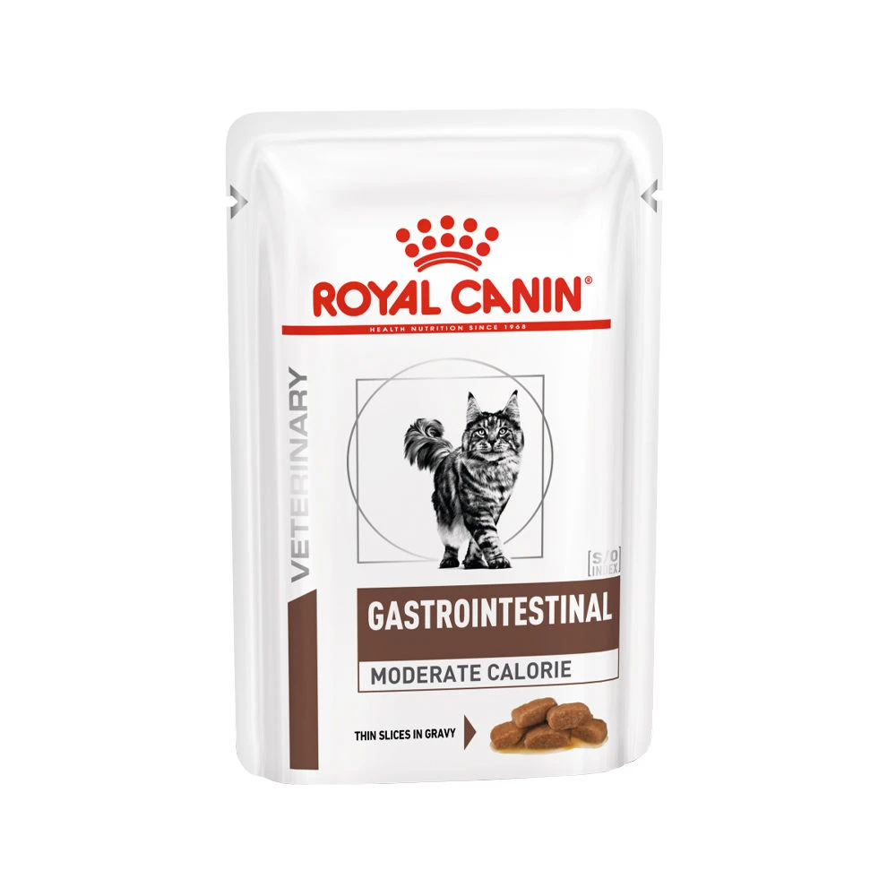 Royal Canin Gastrointestinal Moderate Calorie Kat - Maaltijdzakje 3 Royal Canin Gastrointestinal Moderate Calorie Kat - Maaltijdzakje